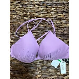 Salt Cove Juniors Women' Molded‎ Push-Up Triangle Dusty Violet Swim Bikini Top L